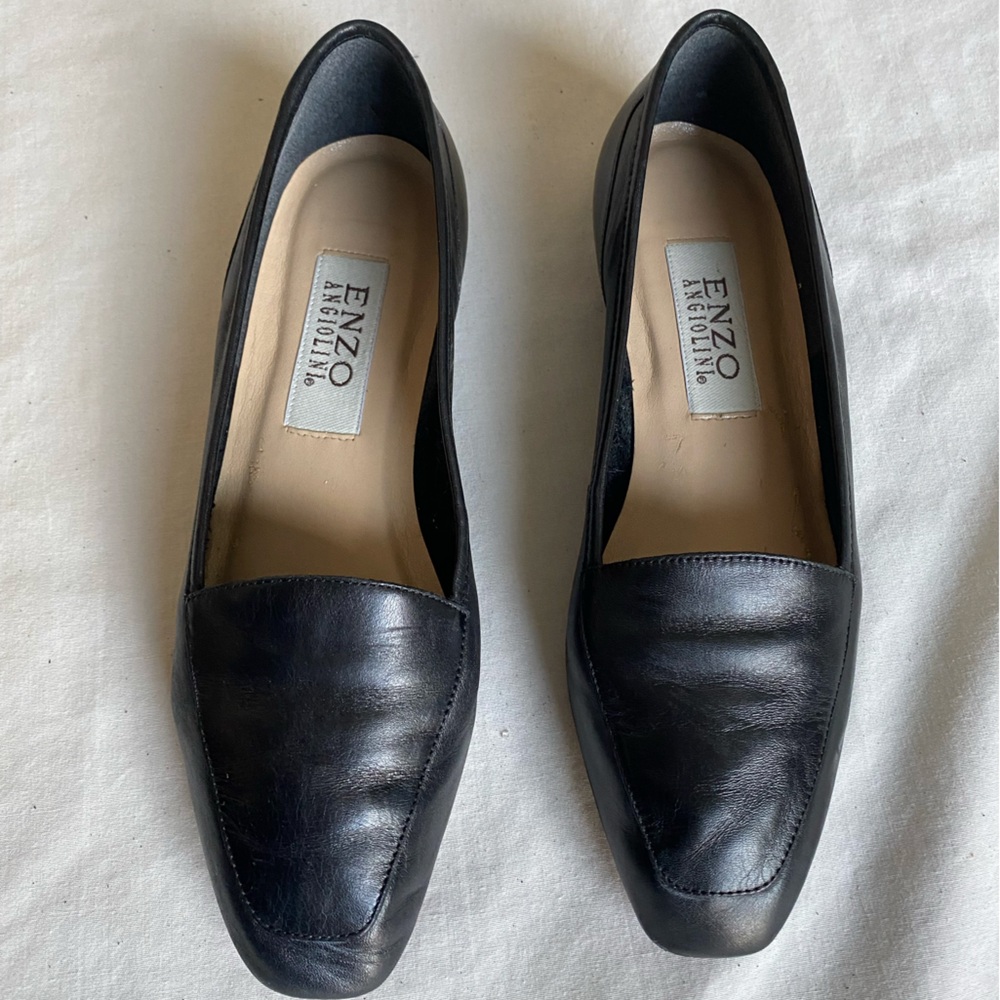 Enzo Angiolini Black Leather Loafers. Size 7 1/2 Great Used Condition!